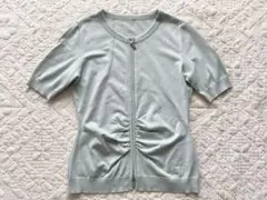 ★美品★FOXEY★ダブルジップ 半袖 カーディガン トップス★38★水色系★