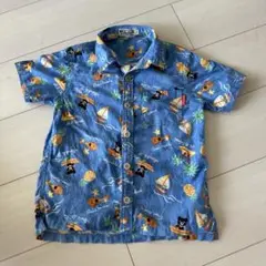 120 DOUBLE B ハワイアン柄 半袖シャツ 青　アロハシャツ　ミキハウス