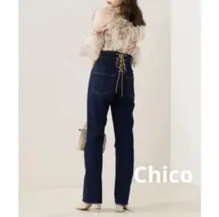 【美品】Chicoチコ　バックレースアップデニム ハイウエストデニム
