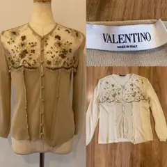 VALENTINO ヴァレンティノ レース✖️ビジュー カーディガン 薄手M