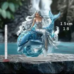 １８　イルカとマーメイド　１５cmアクリルスタンド　サンキャッチャー