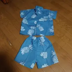 アロハシャツセット パイナップル柄 半袖シャツとショートパンツセット
