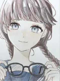 手描きイラスト　オリジナル　女の子　アナログ