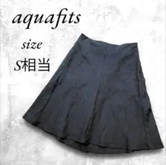 aquafits アクアフィット 毛100％フレアスカートS ネイビー系