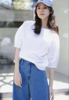 B:MING by BEAMS シルケット ワイドスリーブ Tシャツ　ホワイト