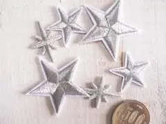 【即購入OK】アイロンワッペン 　キラキラ　星　スター　金　6枚セット