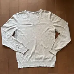 【無印良品】コットンシルク Vネックセーター グレ L
