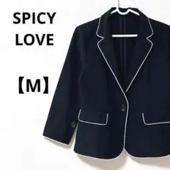 SPICYLOVE【M】長袖ジャケット 綿混　黒　薄手　ウォッシャブル 春夏