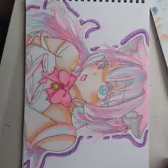 オリジナルキャラクター イラスト 手描き 猫耳