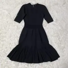 【美品】テッドベイカー ニットワンピース フレア プリーツ ブラック 0サイズ