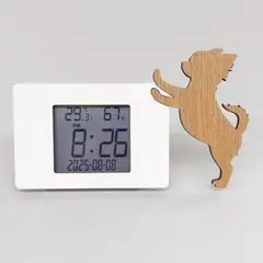 日本製【名入れ】チワワ　レッド　 置き時計 デジタル アラーム
