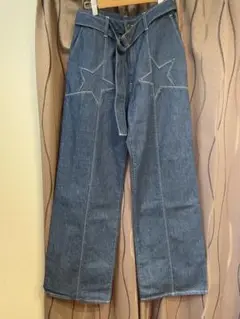 スターパッチワイドデニムパンツ