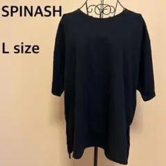 【SPINASH】黒半袖トップス/オーバーサイズ/シンプル/無地
