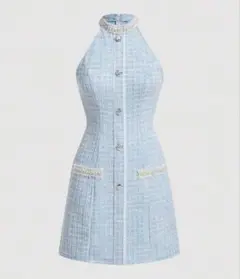 水色ノースリーブミニワンピース 新品 XSサイズ