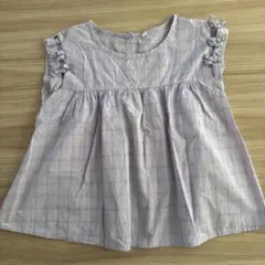チェック柄フリル付きシャツ 140