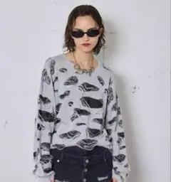 seyto Two tone damage knit グレー