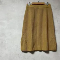 ボニカスタジオ　ニットスカート　膝丈　リブ　秋冬　スリット　台形　茶色系