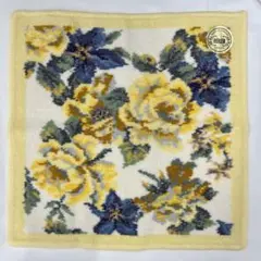 ●1070 良品　FEILER フェイラー　ハンカチ　花柄　イエロー系