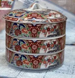 花柄 3段重箱 陶磁器製