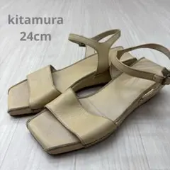 kitamura キタムラ レザー ストラップ サンダル 24cm ベージュ