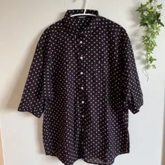 ドット柄半袖シャツブラウス