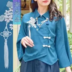 完売美品❀ジャスミン刺繍チャイナブラウス 和風花柄 和洋折衷 モダンオリエンタル
