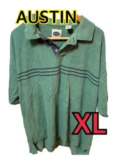 AUSTIN XL 緑色 ストライプポロシャツ