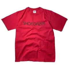 【00s】USA製 SHOEGAZER ラバーロゴ プリント Tシャツ レッド