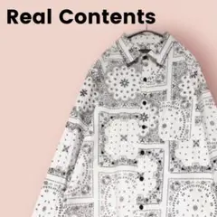 ペイズリー柄 パッチワーク 長袖シャツ 綿 白黒