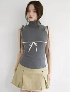 Adele ribbon tank gray
