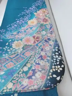 極美品!振袖正絹着物(エメラルドグリーン)長襦袢 2点セット