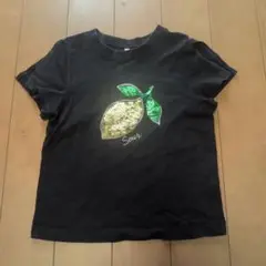 黒いレモンモチーフTシャツ 110