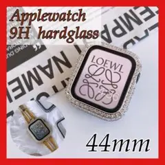 アップルウォッチ 硬化ガラスカバー 44mm シルバー キラキラ 保護 ケース