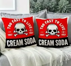 クリームソーダ　クッションカバー✕2枚　CREAMSODA　ドクロ　スカル