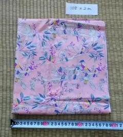 ローン生地　小鳥柄　ピンク　2m