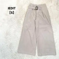a1261＊IEDIT ワイドパンツ　グレージュ【S】コーデュロイ　カジュアル