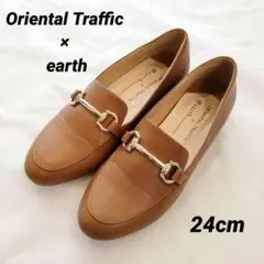 Oriental Traffic × earth ローファー ブラウン 24cm