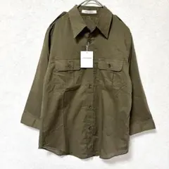 【新品タグ付】メイプルクリークス ミリタリーシャツ カーキ 薄手 綿100%