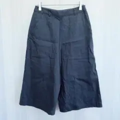 レディース ハーフパンツ 短パン ワイドパンツ ガウチョパンツ 麻 グレー S