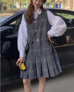 チェック柄ワンピース