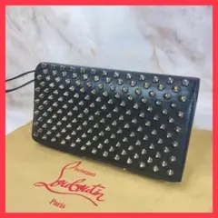 クリスチャンルブタン スタッズ 長財布 パネトーネ レザー 黒 クラッチバッグ