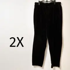 8 黒いベロアパンツ 2X パンツ レディース あったか ブラック 冬 秋
