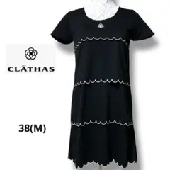 ◆CLATHAS◆クレイサス　スカラップ　膝丈ワンピース　38 M ブラック