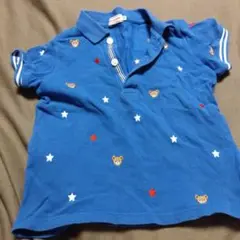 ポロシャツ　ミキハウス　プッチー　星　ブルー　100cm