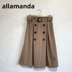 allamanda アラマンダ トレンチラップスカート ベルト付き ブラウン M