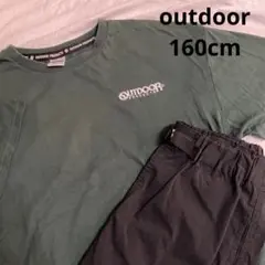 160cm tシャツ　outdoor ハーフパンツ　しまむら　重ね着　グリーン