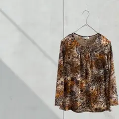 3705【VINVERT】シアーカットソー　刺繍　透け感　ＬＬ　肩パッド