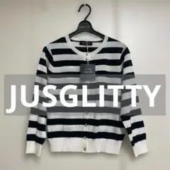 タグ付未使用✨ジャスグリッティー　カーディガン　ボーダー　ビジュー