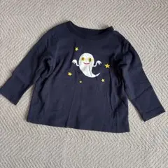 ネイビー ゴーストプリント 長袖Tシャツ　90