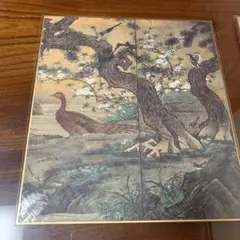 屏風絵　色紙2枚組　ボストン美術館秘蔵フェノロサ・コレクション